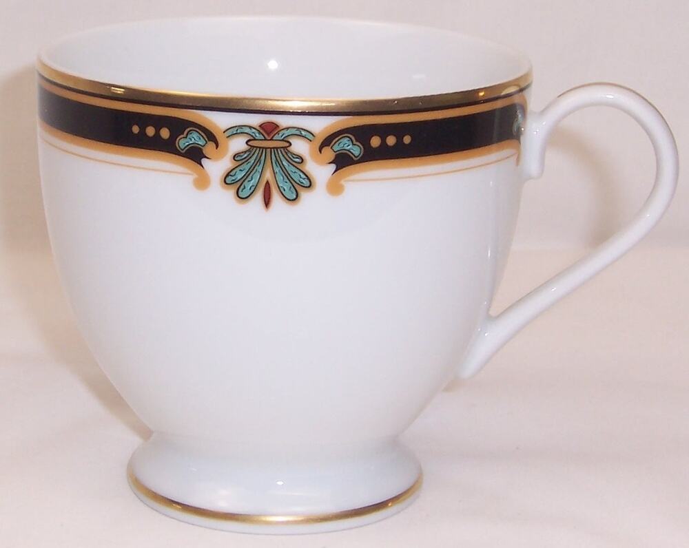 Gorham Strasbourg Teacup Footed Replacement Fine China Navy Gold Set of 5